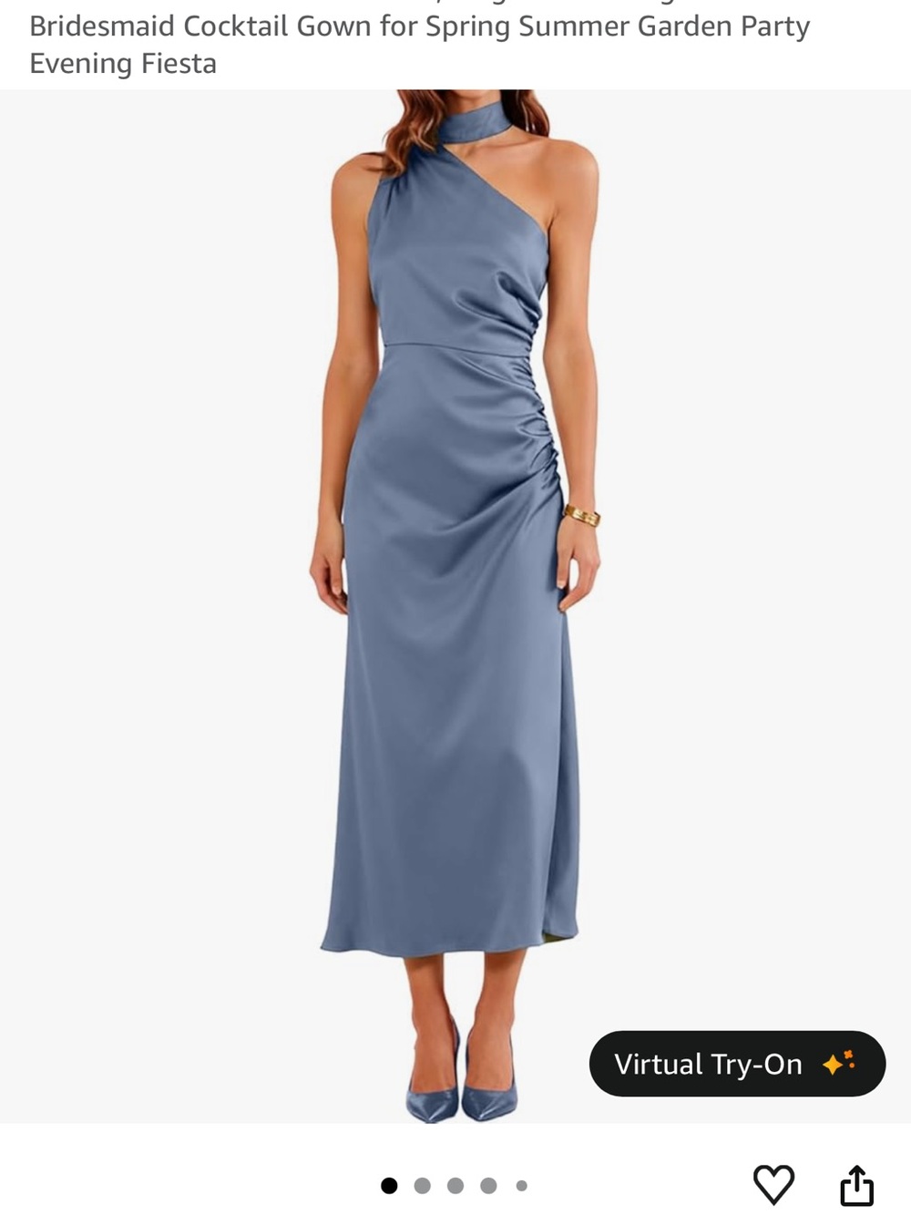 Women’s One-Shoulder Cocktail Dress in Dusty Blue